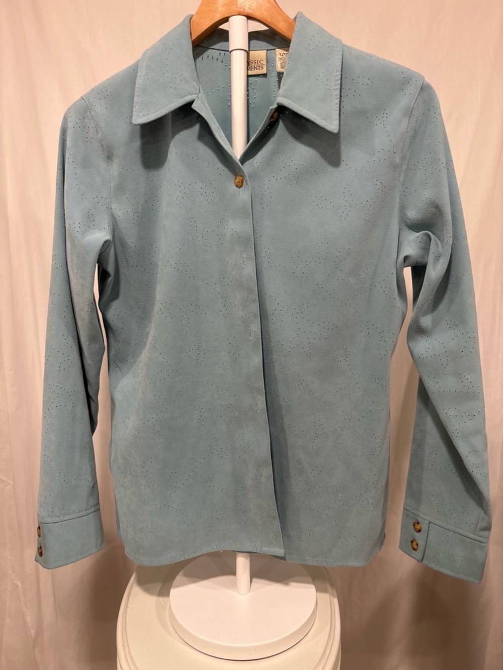 Classic Elements Light Blue Perforated Blouse
